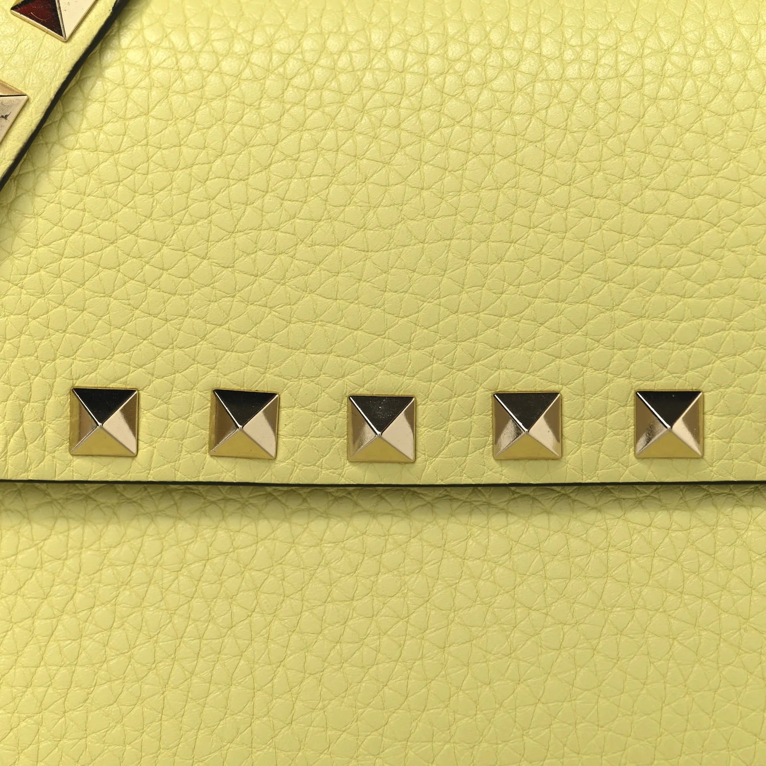 Grainy Calfskin Rockstud Crossbody Pouch Lime Sorbet