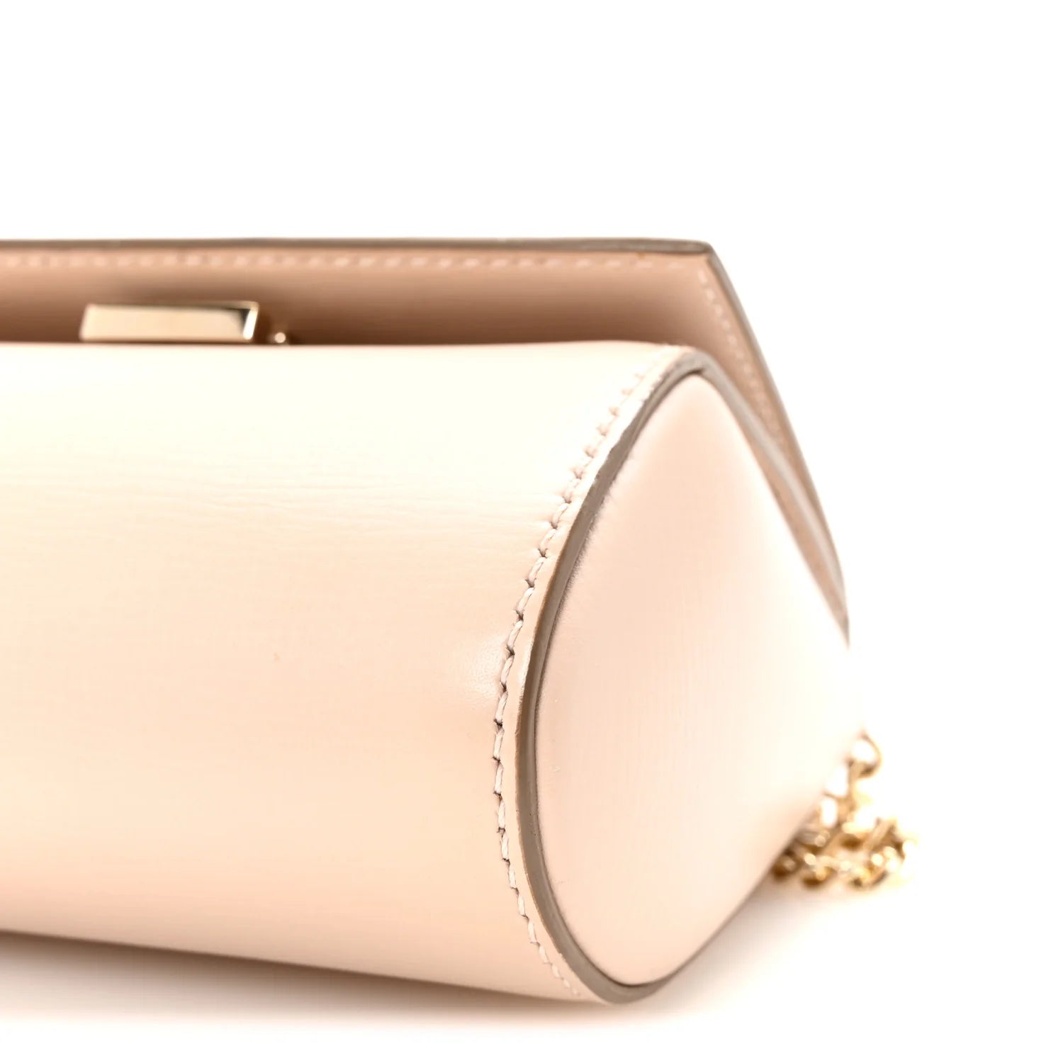 Textured Calfskin Micro Pandora Box Clutch Nude Pink