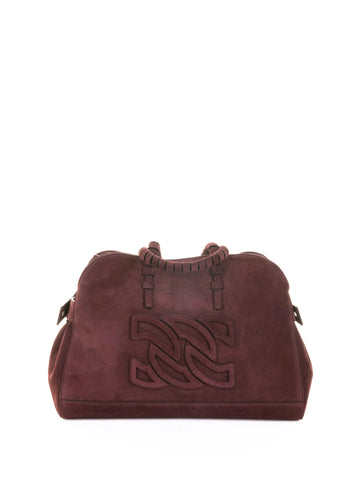 PARK AVENUE DOUBLE HANDLE BAG in BLACK CHERRY SUEDE