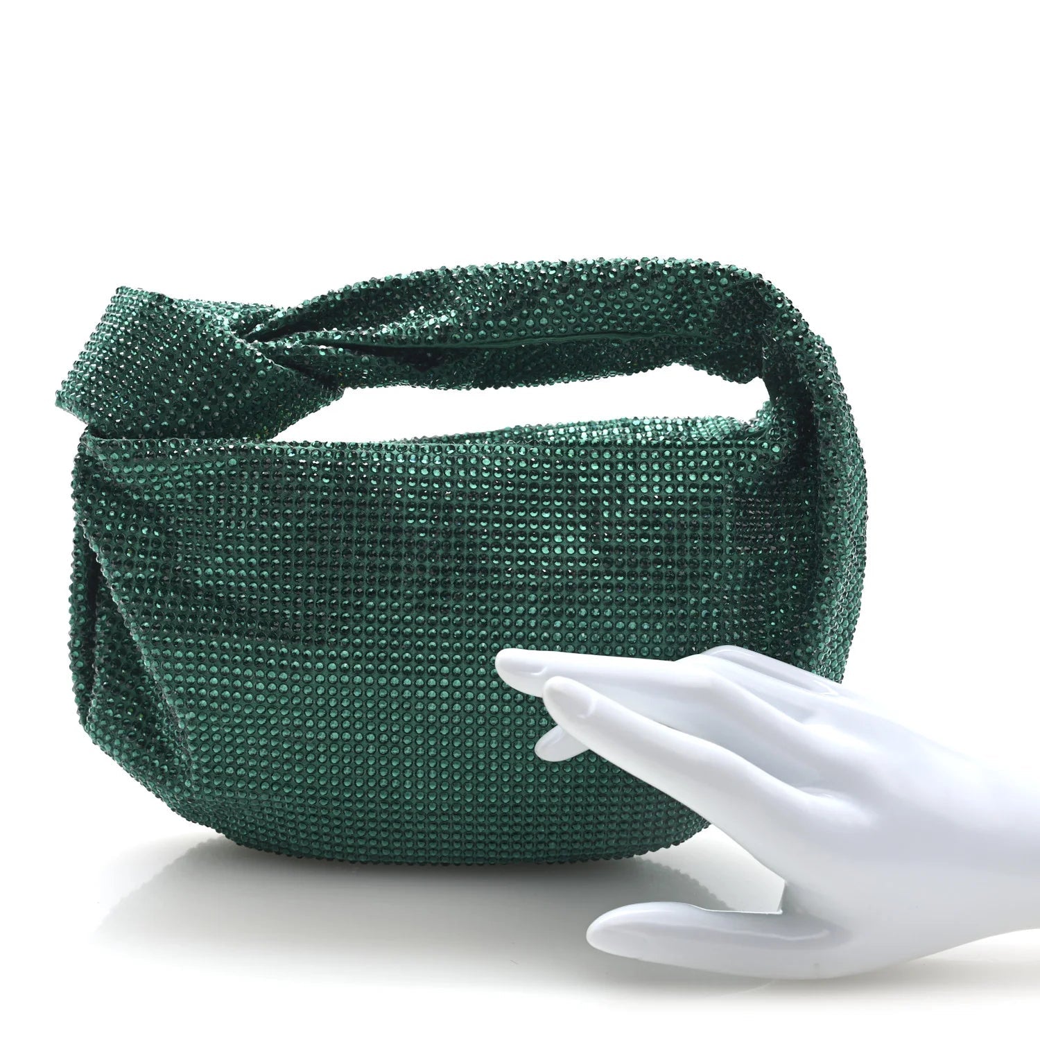 Crystal Embellished Satin Mini Hotfix Jodie Emerald