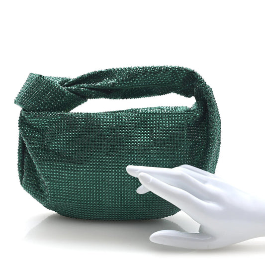 Crystal Embellished Satin Mini Hotfix Jodie Emerald