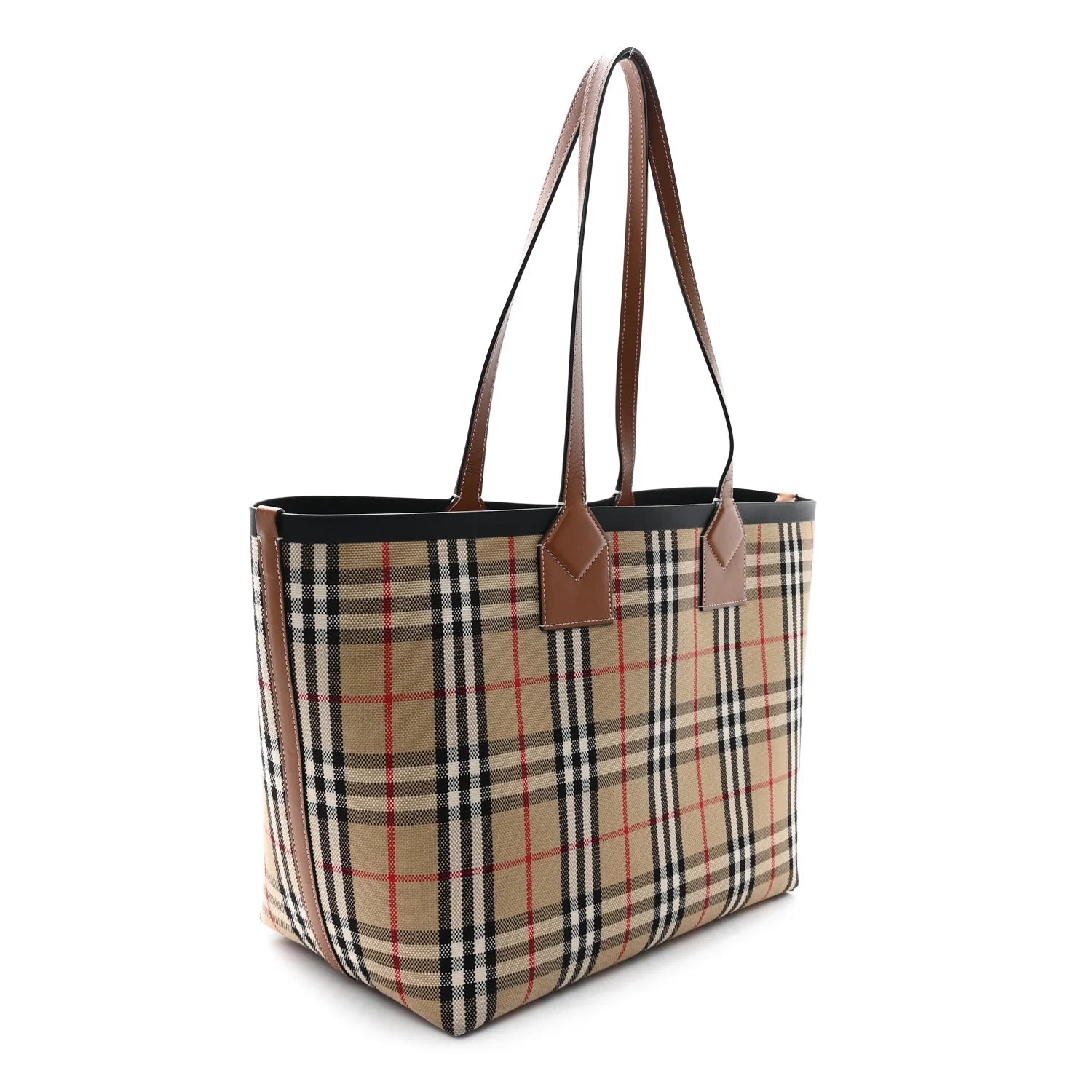 Cotton Vintage Check Medium London Tote Bag Briar Brown Black