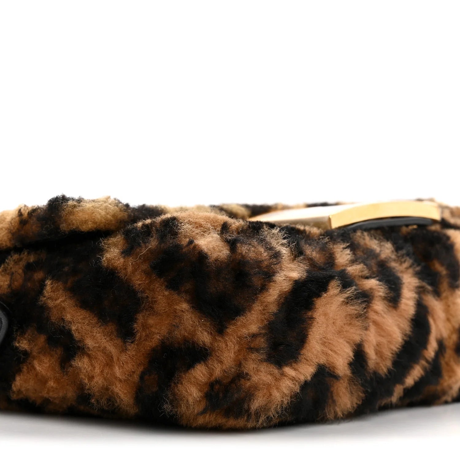 Shearling Vitello Dolce Macro FF 1974 Mini Baguette Tobacco Black