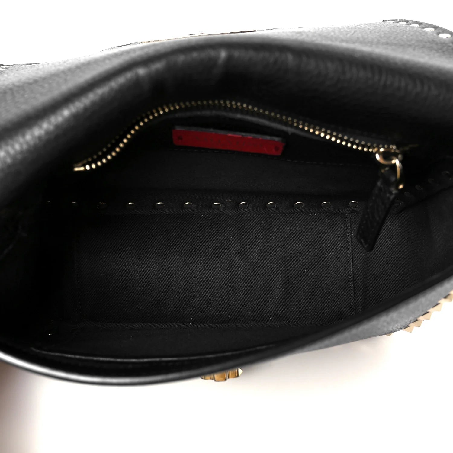 Pebbled Calfskin Small Rockstud Crossbody Flap Bag Black