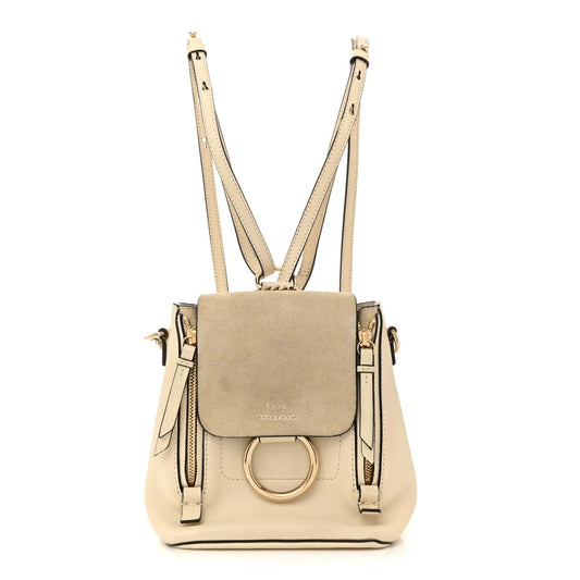 Suede Calfskin Mini Faye Backpack off White