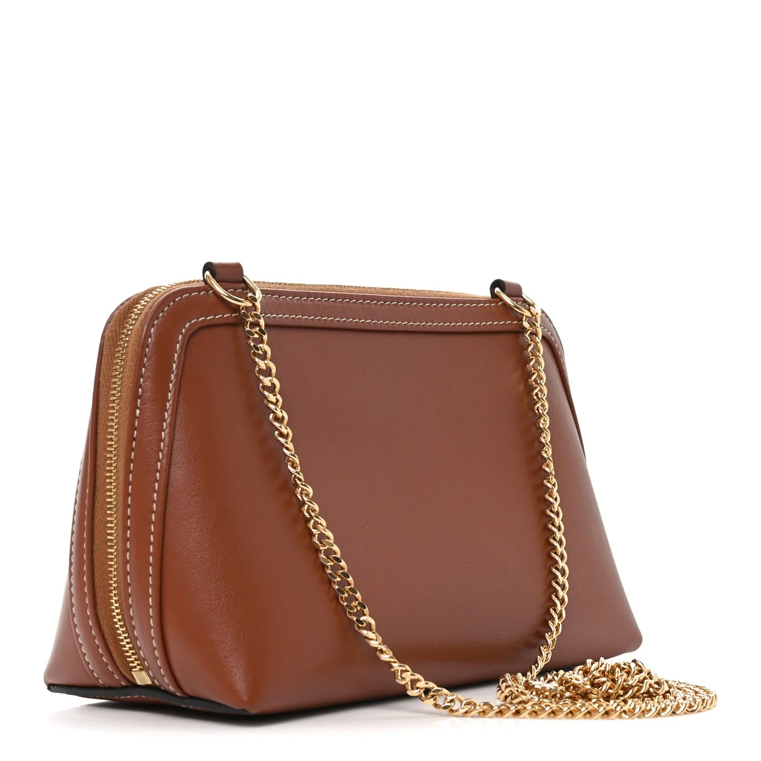 Smooth Calfskin Cuir Triomphe Clutch on Chain Tan