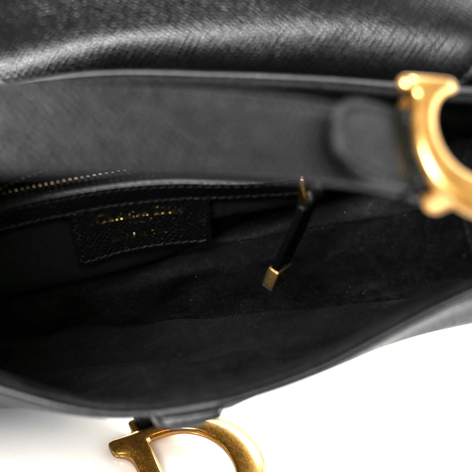 Grained Calfskin Saddle Bag Black