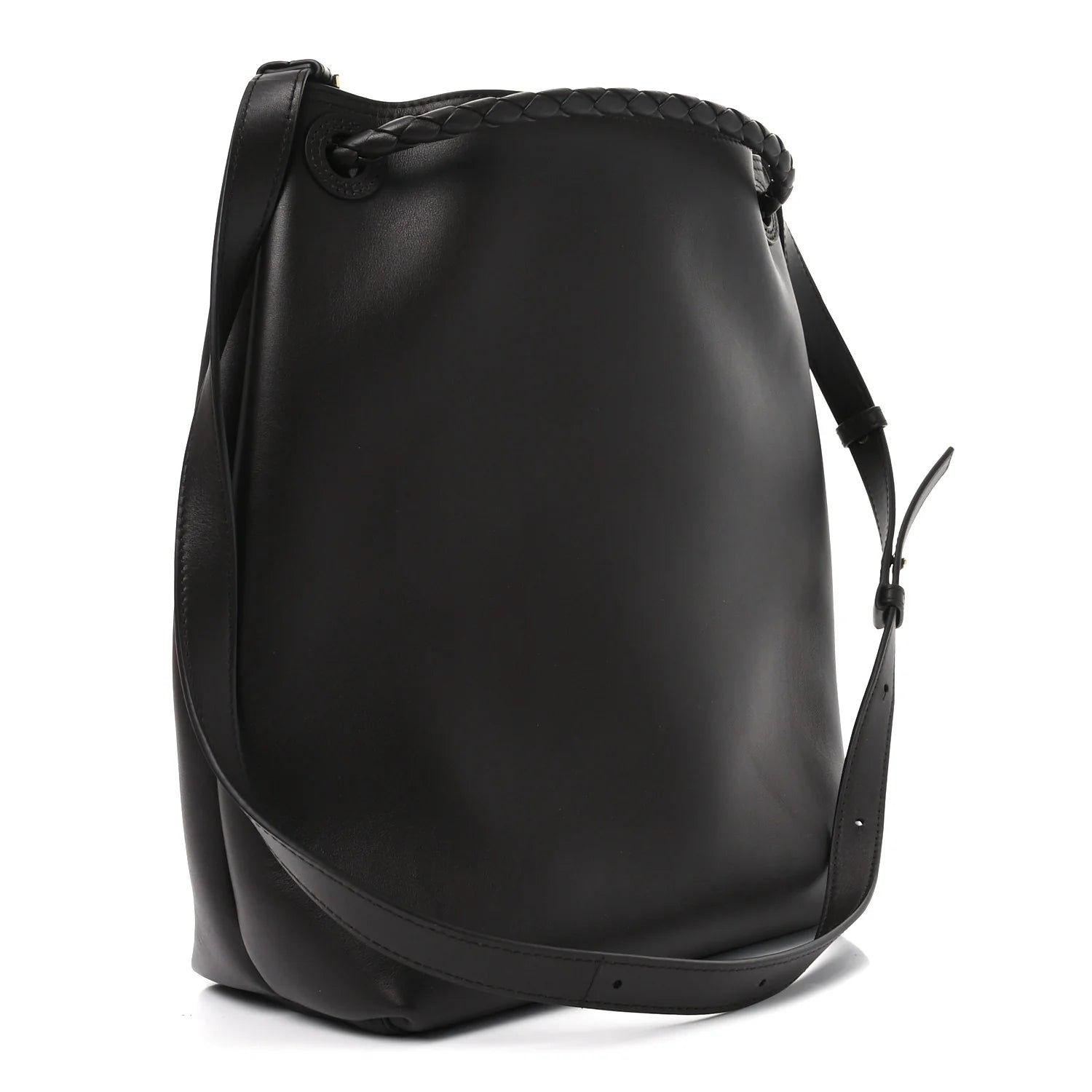 Silky Calfskin Vertical Andiamo Bucket Bag Fondant