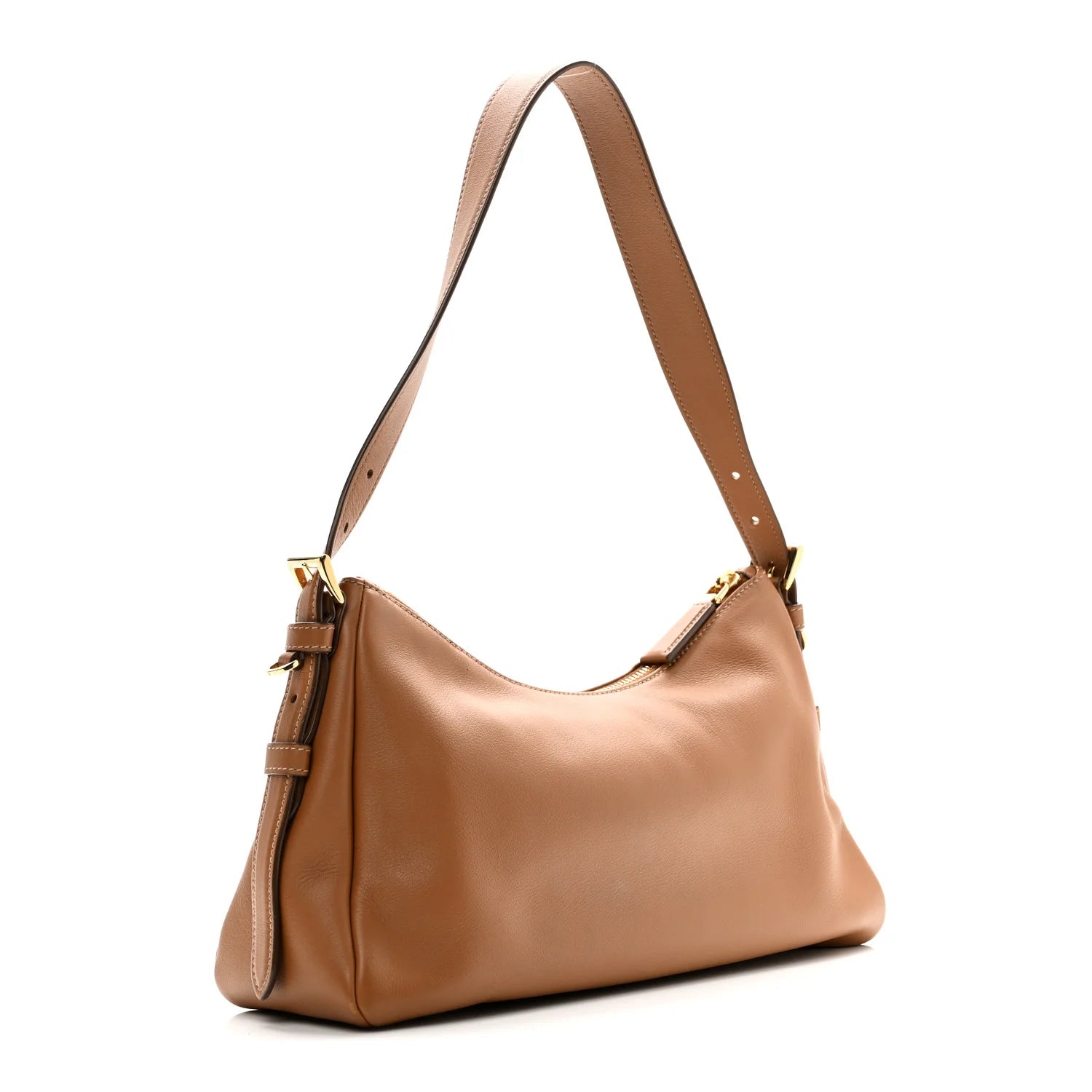 Soft Calfskin Medium Aimee Shoulder Bag Caramel