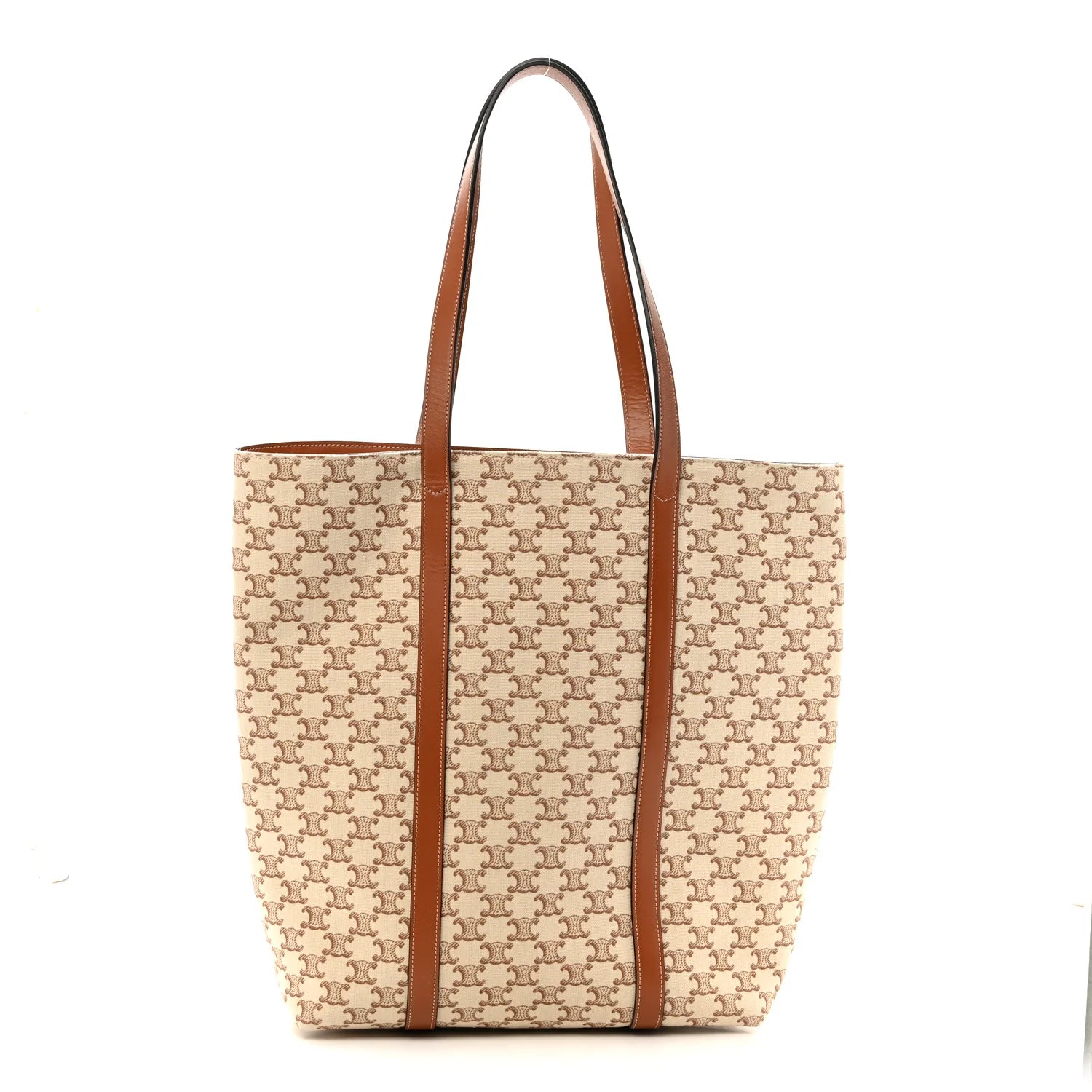 Triomphe Canvas Calfskin Museum Bag White