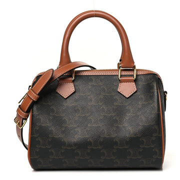 Triomphe Canvas Calfskin Small Boston Bag Tan