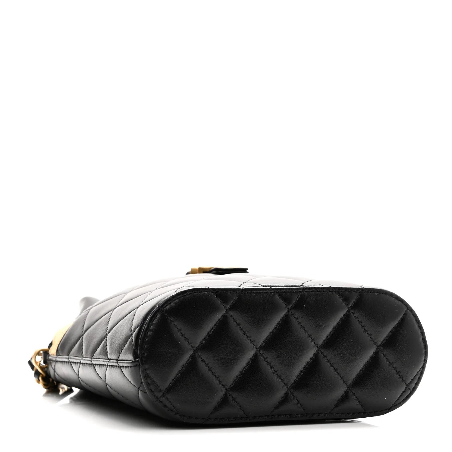 Suede Shiny Lambskin Quilted Top Handle Clutch with Chain Black Beige