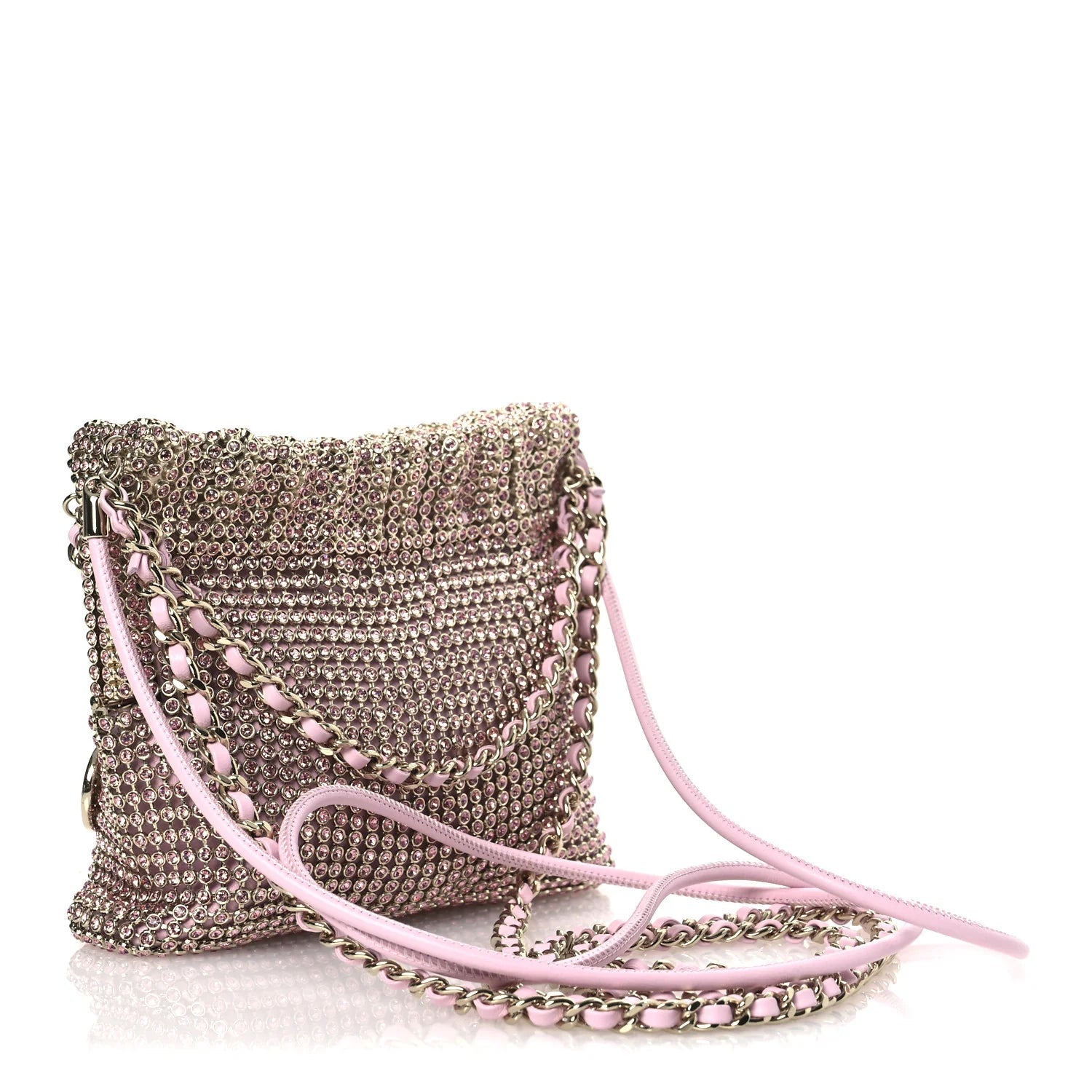 Crystal Embellished Metallic Lambskin Mini  22 Pink