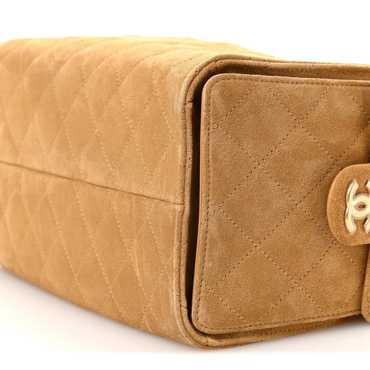 Suede Quilted Small  25 Handbag Beige