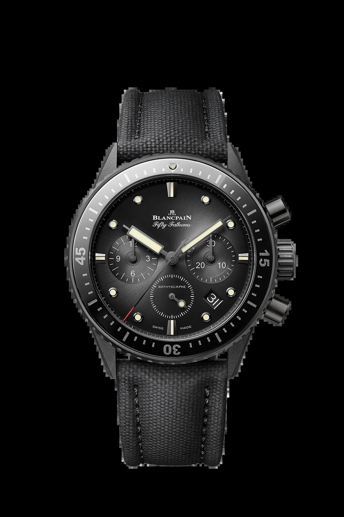 Unworn  Fifty Fathoms Bathyscaphe Chronographe Flyback, Black Ceramic, 43.6Mm, Ref# 5200-0130-B52A, Box and Papers