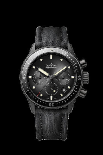 Unworn  Fifty Fathoms Bathyscaphe Chronographe Flyback, Black Ceramic, 43.6Mm, Ref# 5200-0130-B52A, Box and Papers