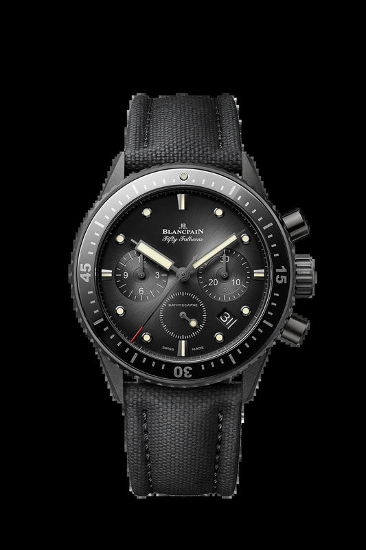 Unworn  Fifty Fathoms Bathyscaphe Chronographe Flyback, Black Ceramic, 43.6Mm, Ref# 5200-0130-B52A, Box and Papers