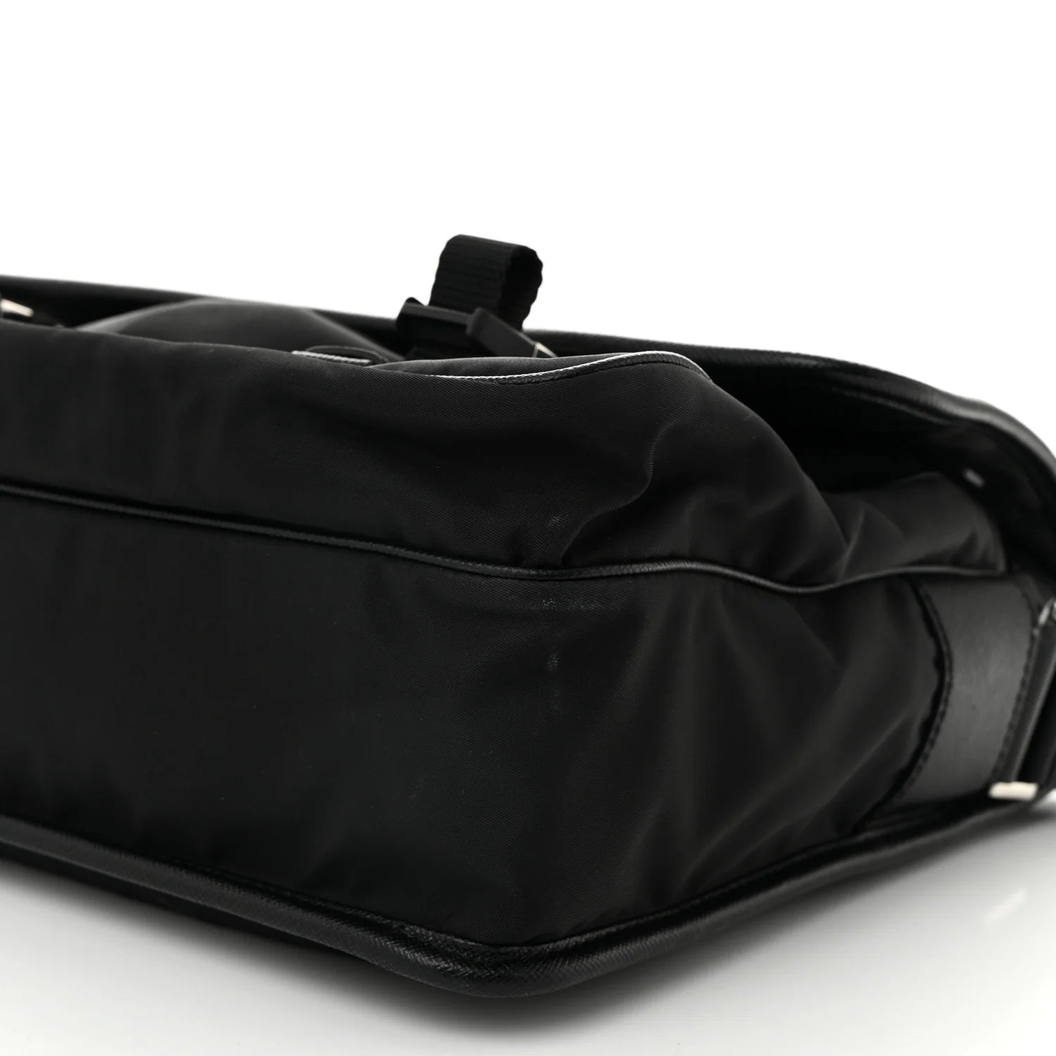 Tessuto Nylon Saffiano Large Double Snap Buckle Messenger Bag Black