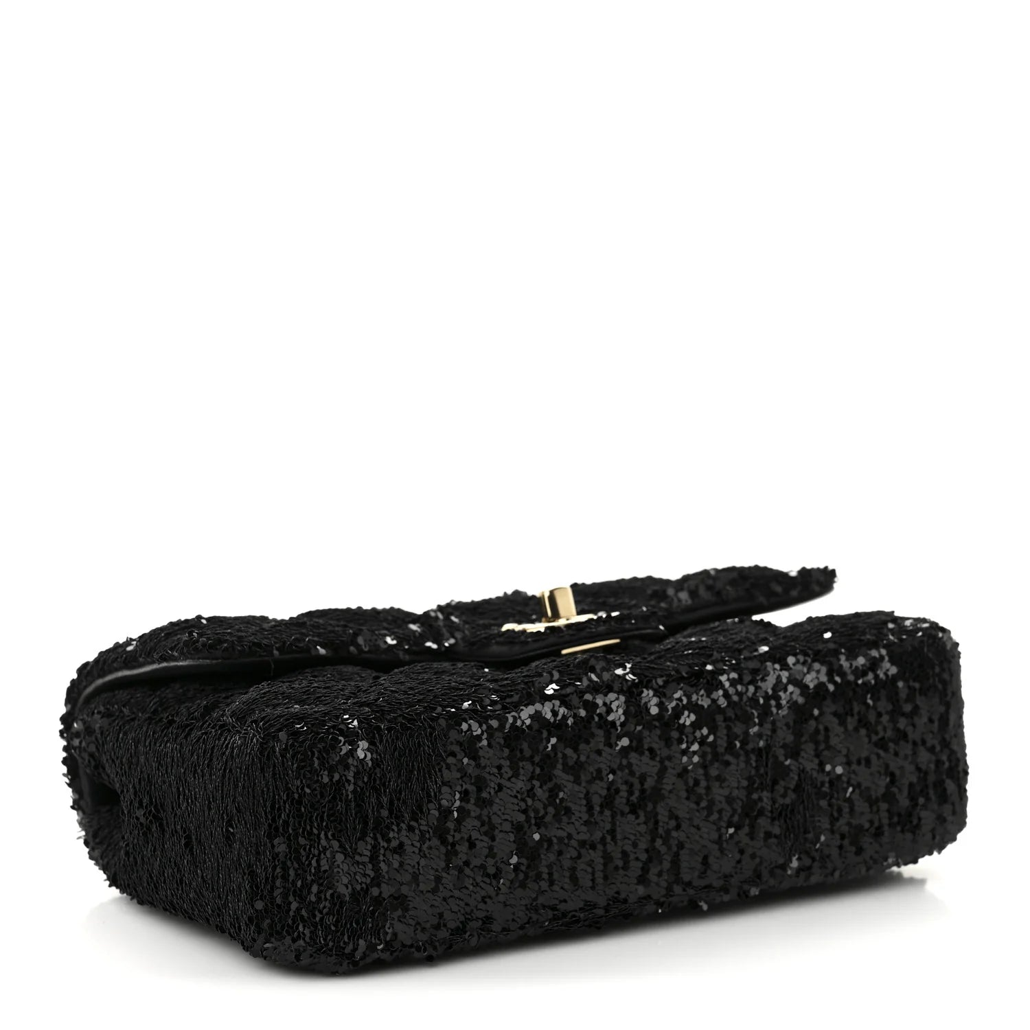 Sequin Quilted Small Single Flap Black