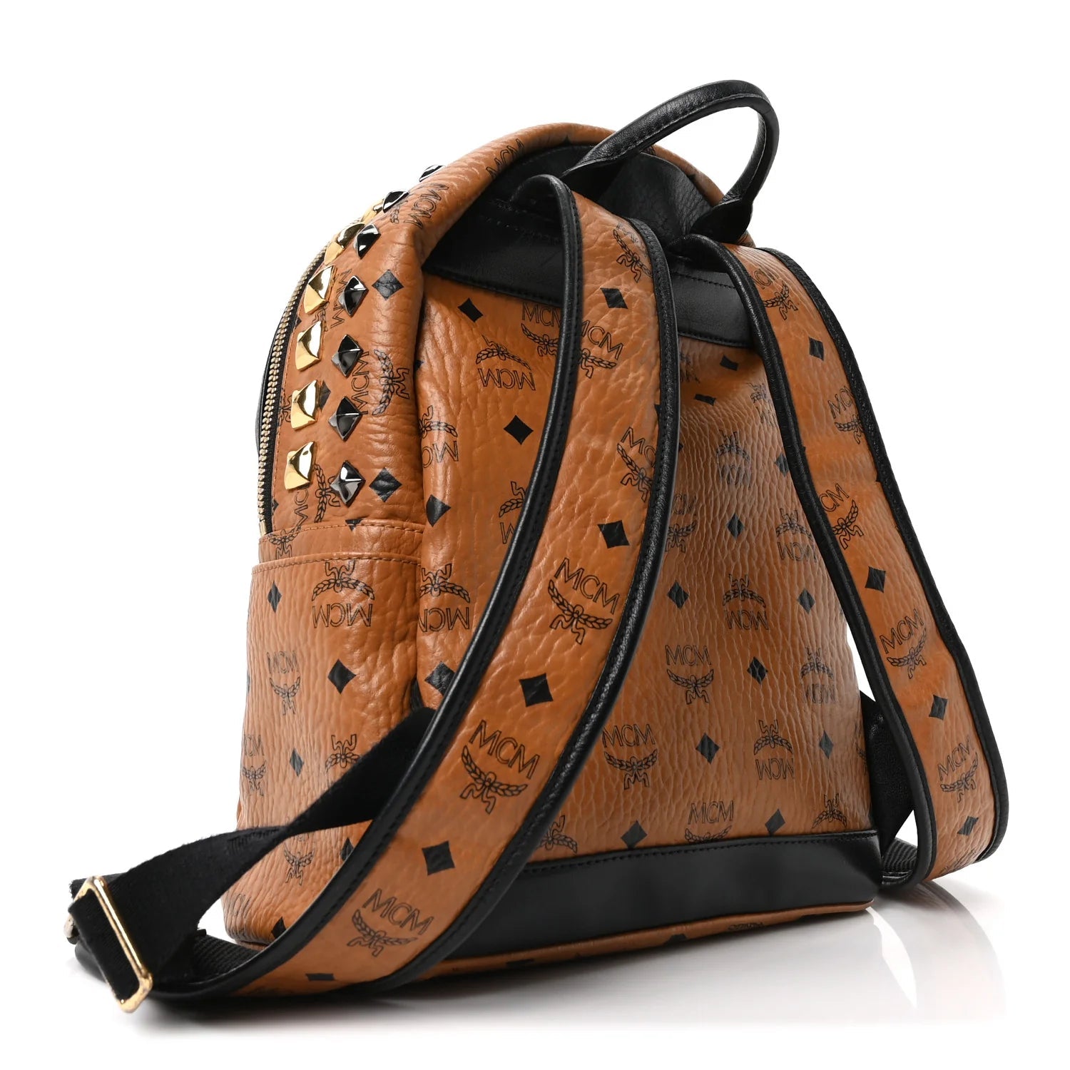 Visetos Studded Colorblock Small Stark Brock Backpack Cognac Black