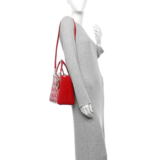 Patent Cannage Medium Lady Dior Red