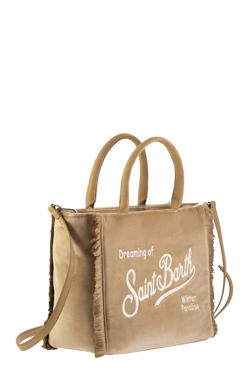 COLETTE - VELVET HANDBAG with LOGO