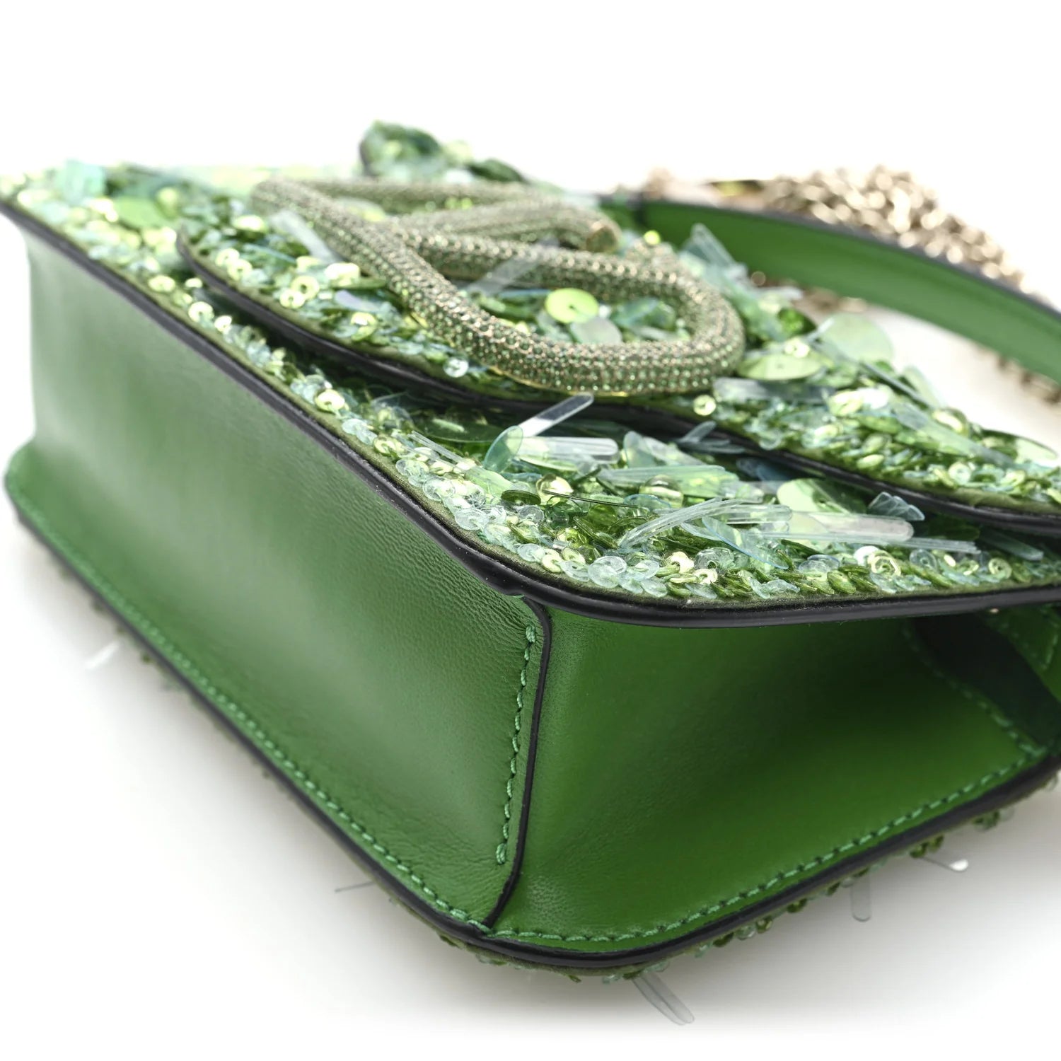 Sequin Crystal Vlogo Embroidered Small Loco Shoulder Bag Multicolor