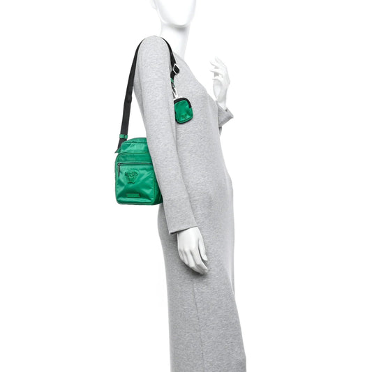 Nylon Palazzo Medusa Crossbody Bag Green