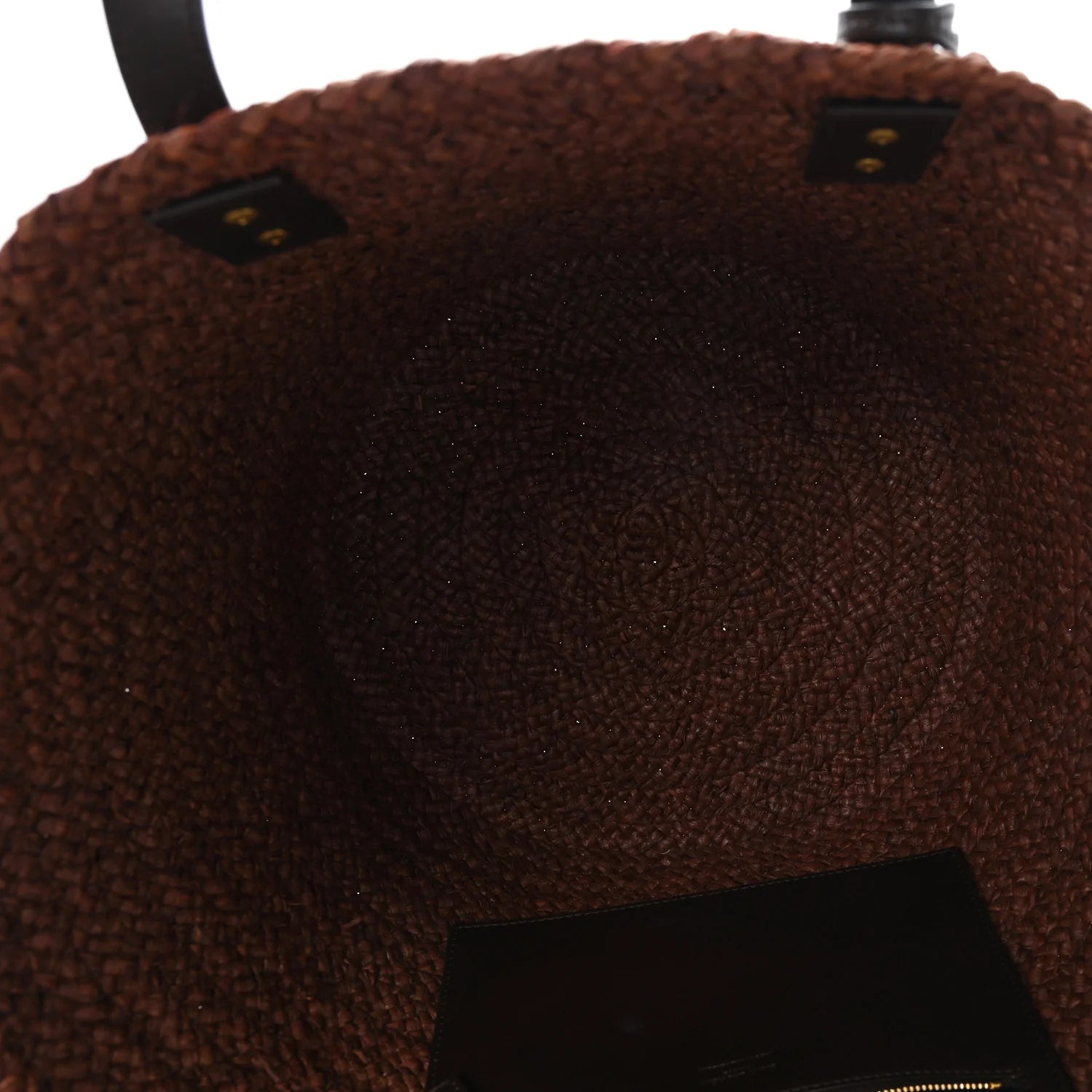 Raffia Calfskin Medium Panier Tote Dark Chocolate