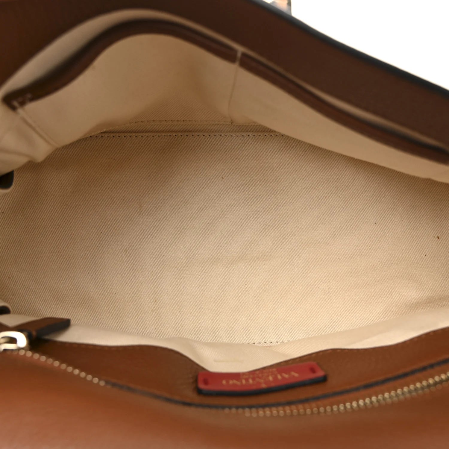 Pebbled Calfskin Medium Rockstud Top Handle Shoulder Bag Cognac