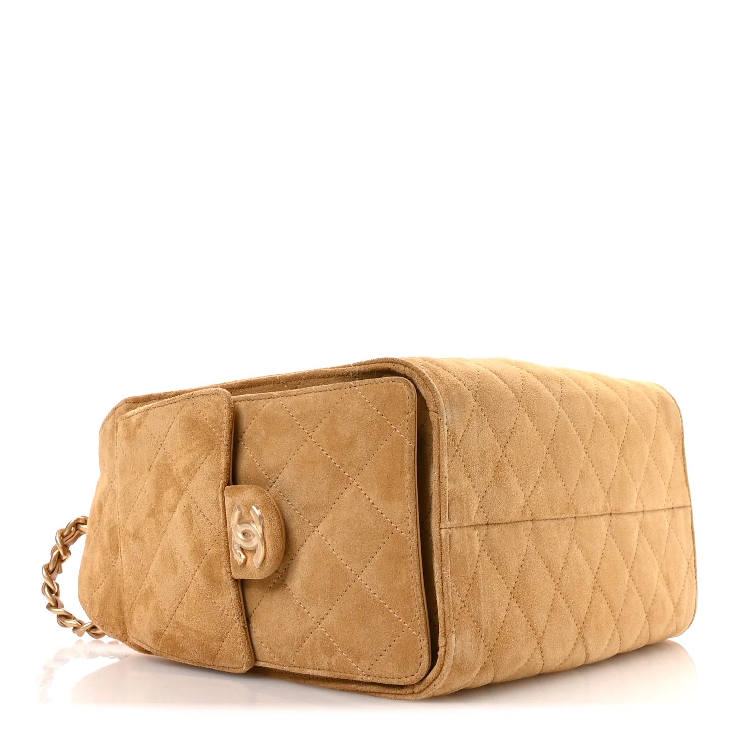 Suede Quilted Small  25 Handbag Beige