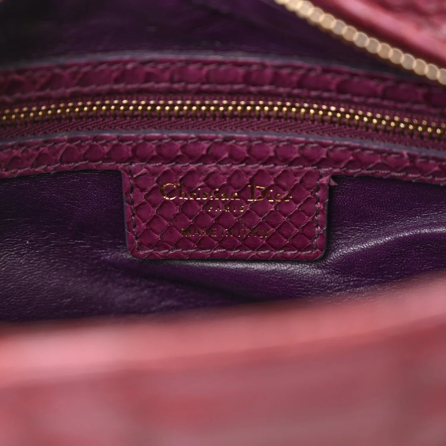 Snakeskin Medium Lady Dior Purple