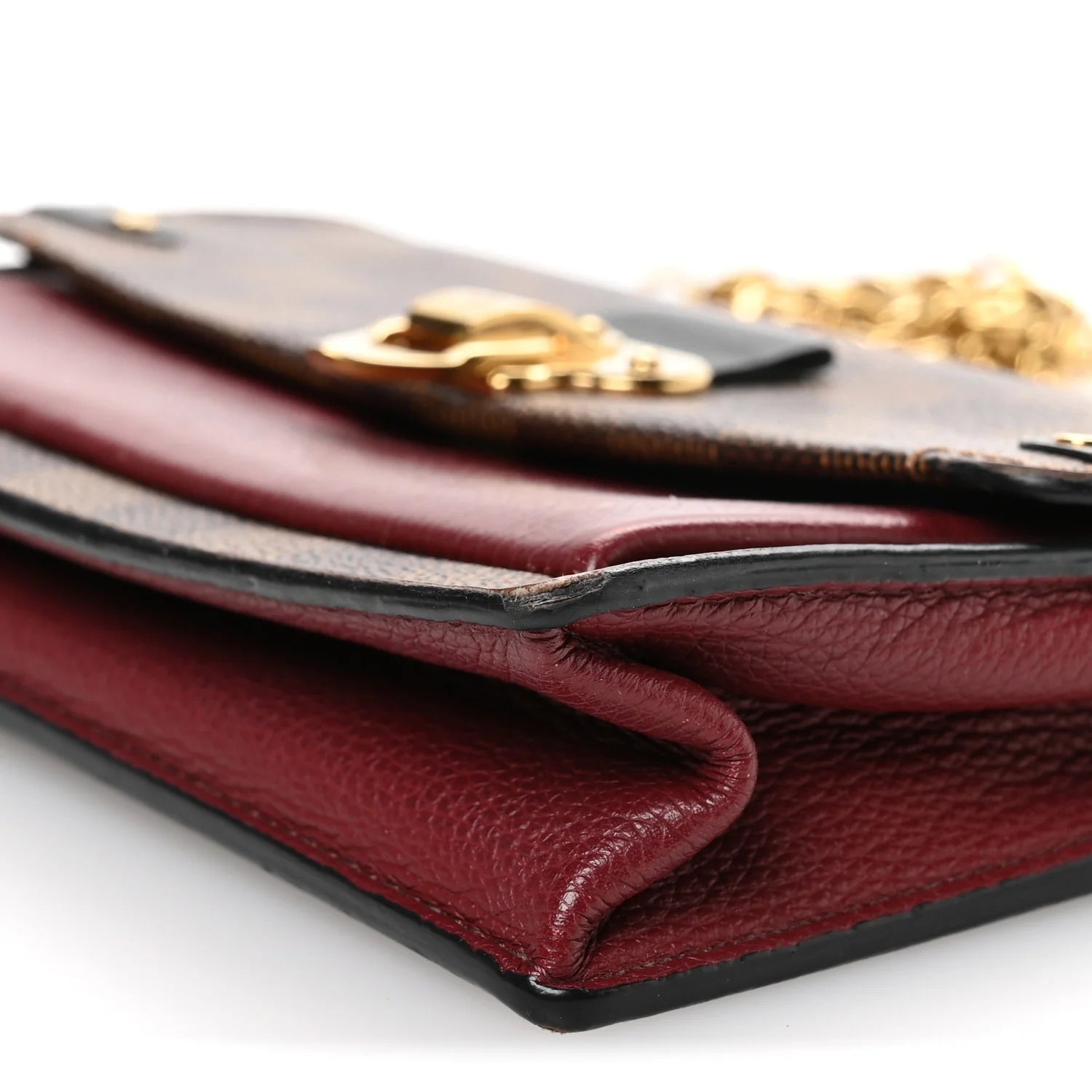 Damier Ebene Vavin Chain Wallet Red