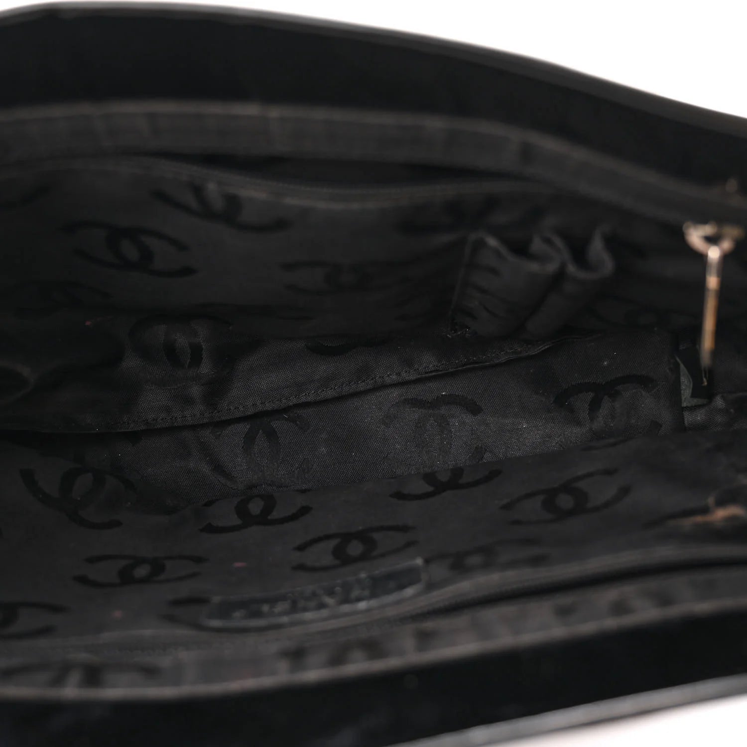 Patent Pony Hair Small Pocket Tote Black