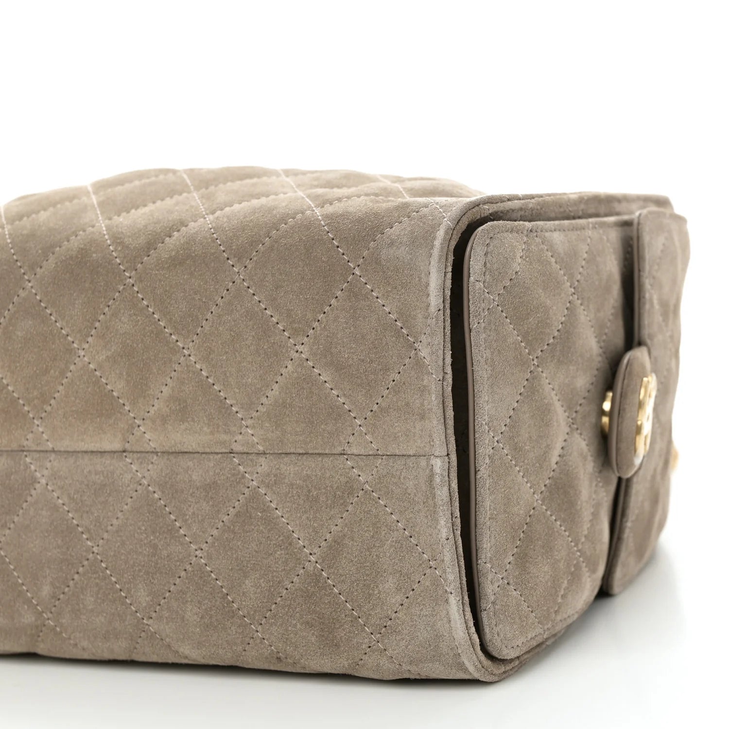 Suede Quilted Small  25 Handbag Dark Grey