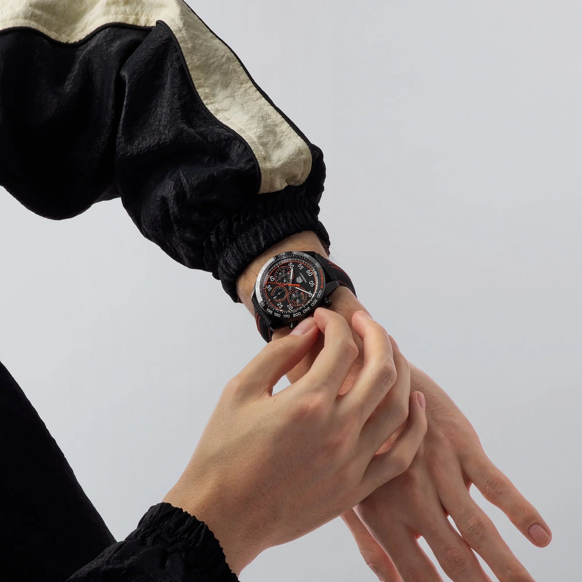 Unworn  Carrera Chronograph X Porsche Orange Racing Special Edition, Dlc-Coated Stainless Steel, 44Mm, Ref# CBN2A1M.FC6526, Box & Papers