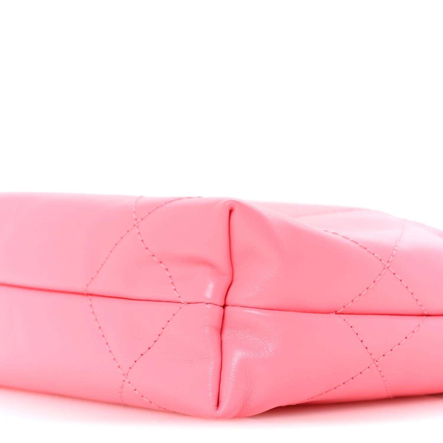 Shiny Calfskin Quilted Rainbow Metal Mini  22 Coral Pink