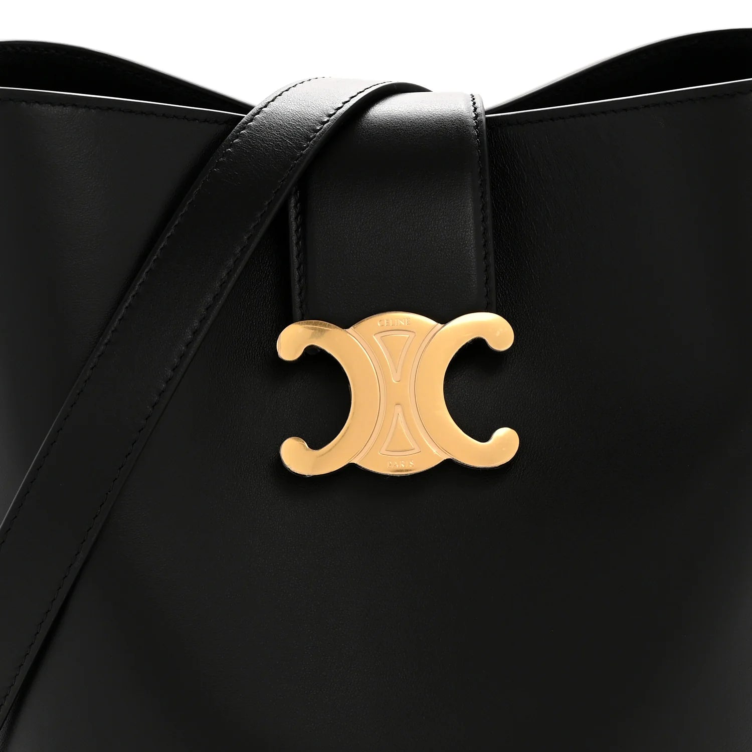 Smooth Calfskin Triomphe Medium Louise Bag Black