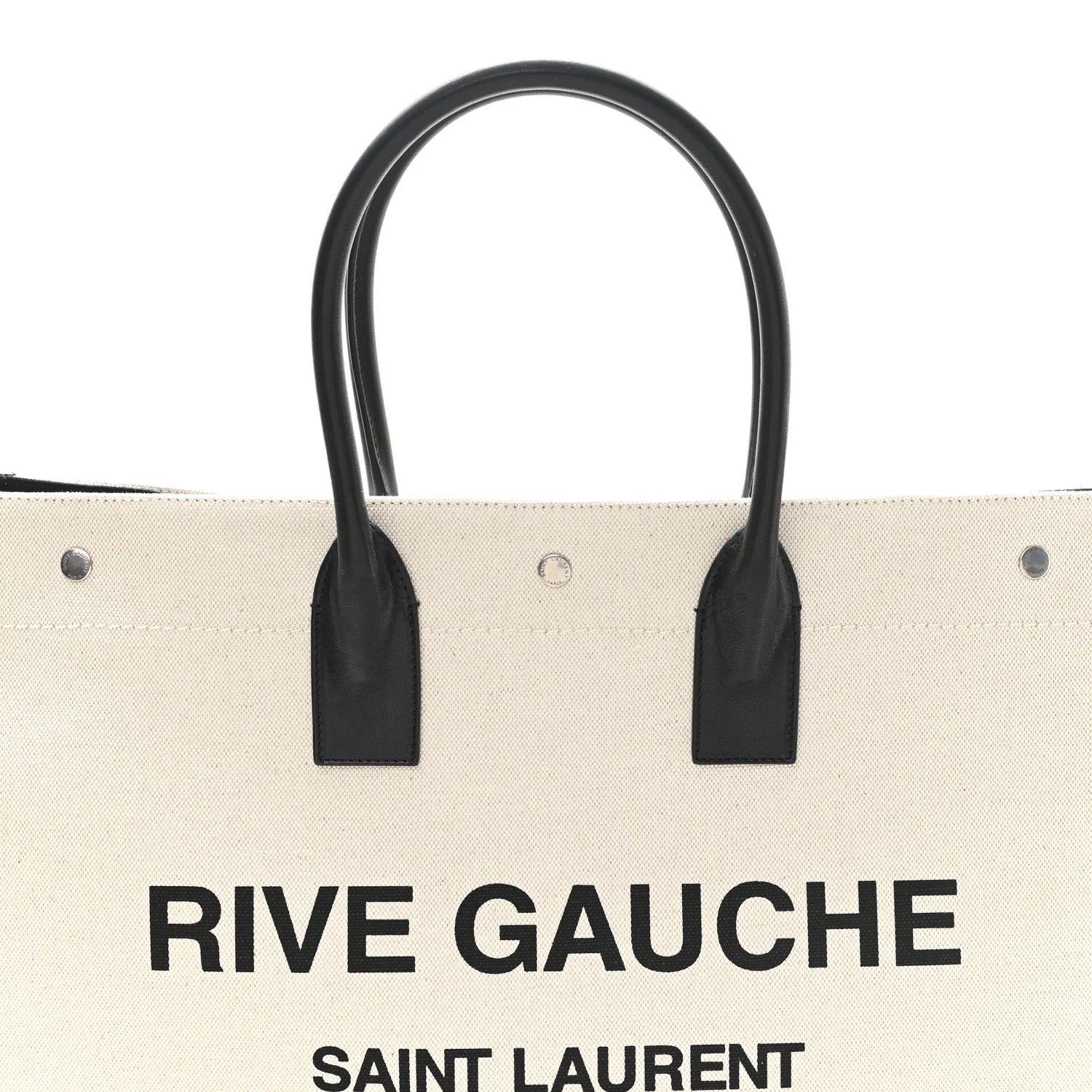 Linen Calfskin Rive Gauche Tote White Black
