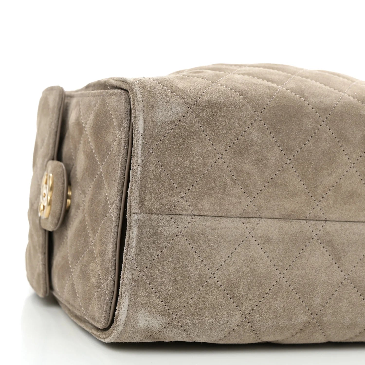 Suede Quilted Small  25 Handbag Dark Grey