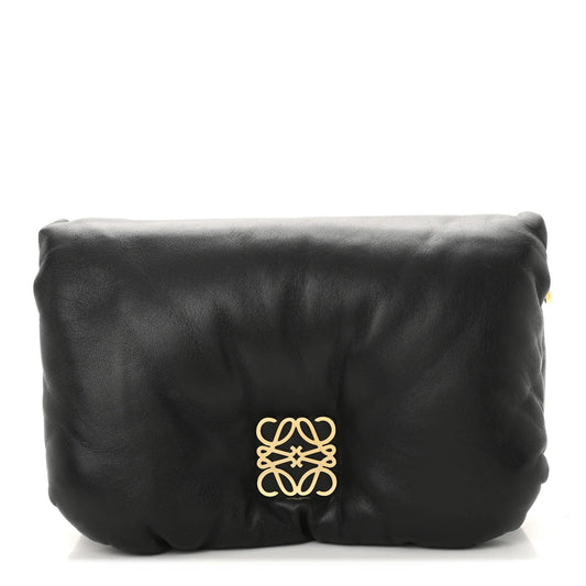 Shiny Nappa Lambskin Mini Goya Puffer Bag Black