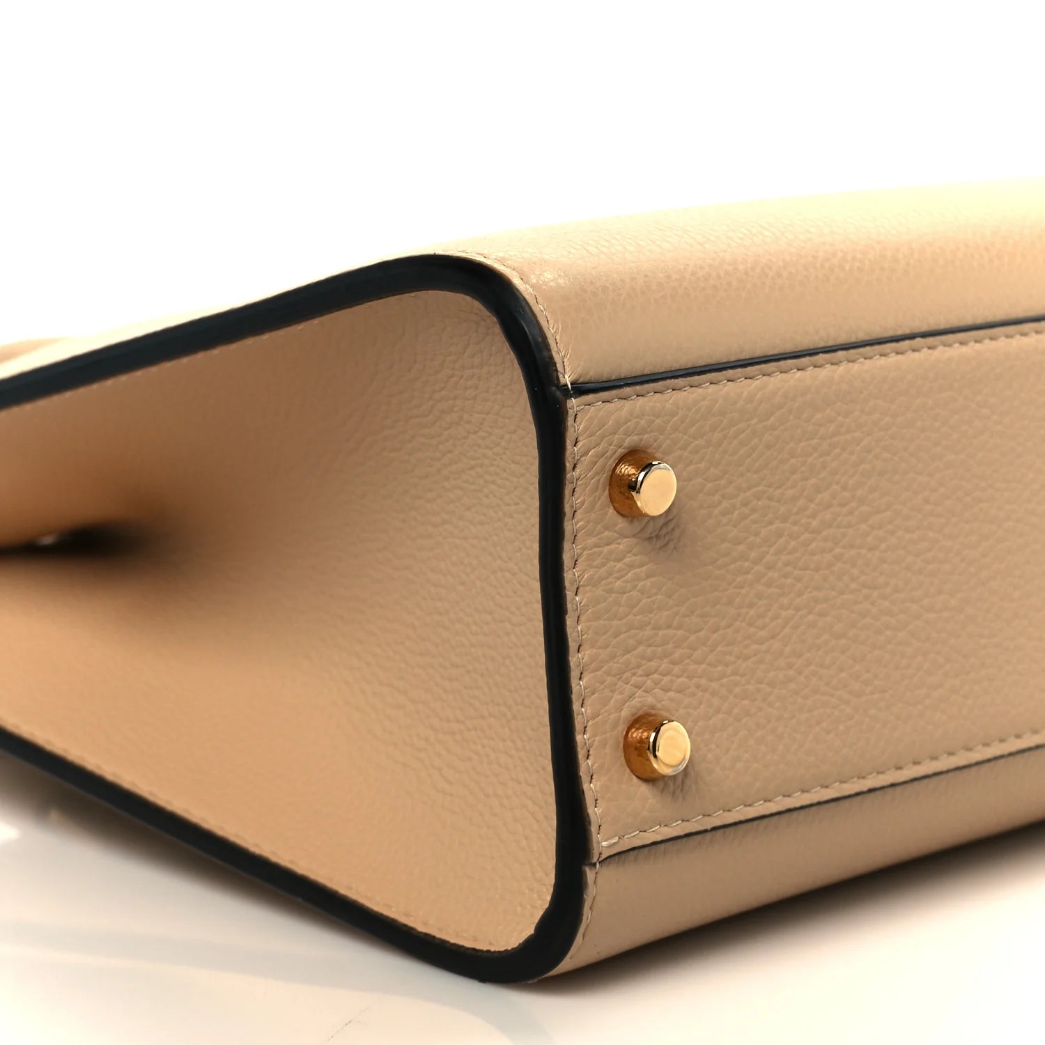 Grainy Calfskin Virtus Top Handle Tote Beige