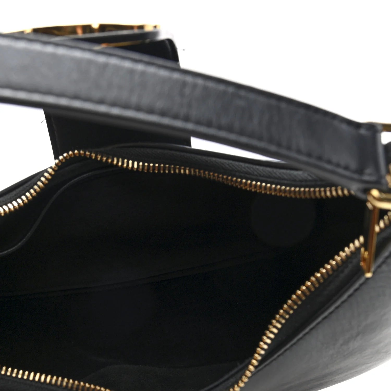 Smooth Calfskin Medium Strap Ava Triomphe Shoulder Bag Black