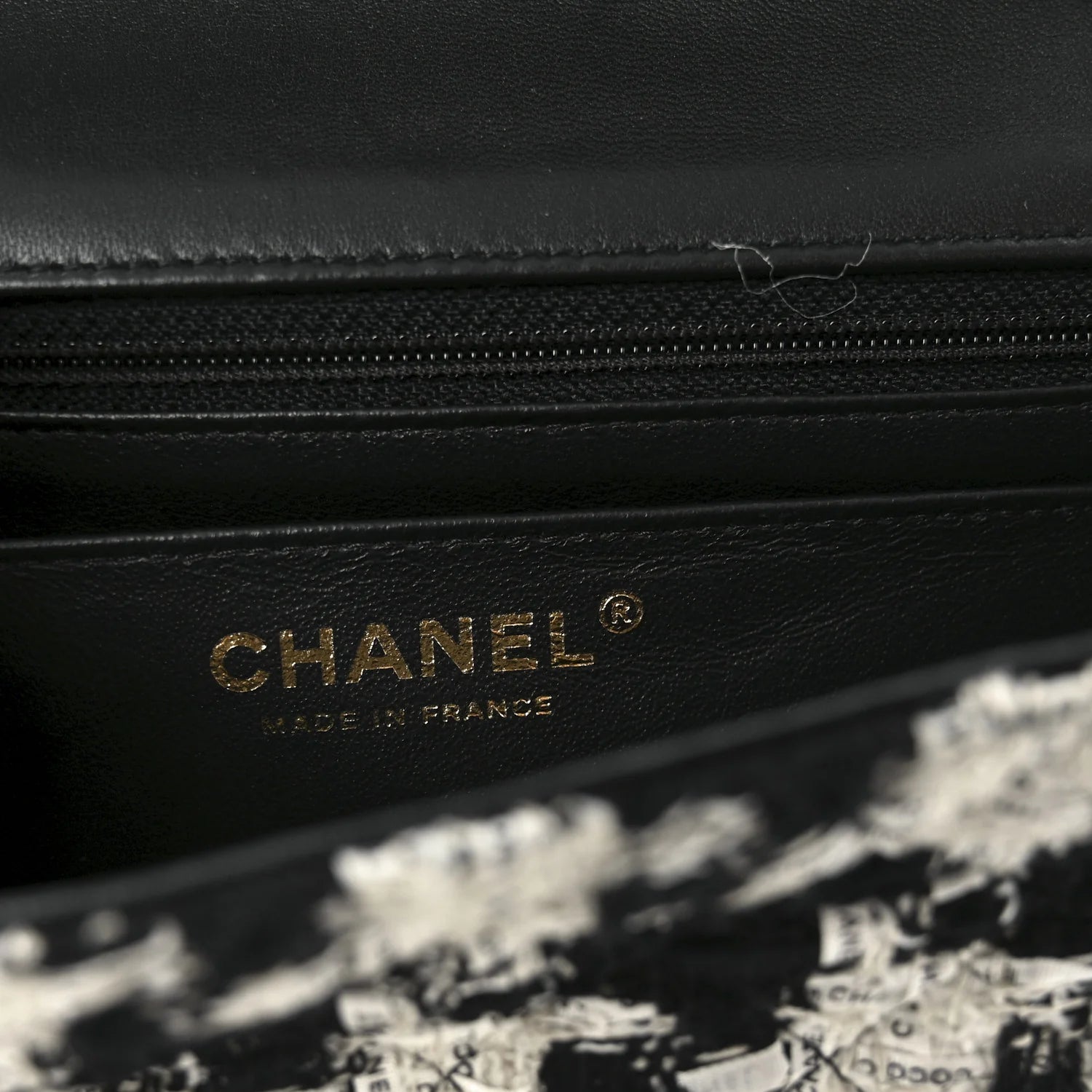 Tweed Quilted Mini Rectangular Flap Black Ecru White