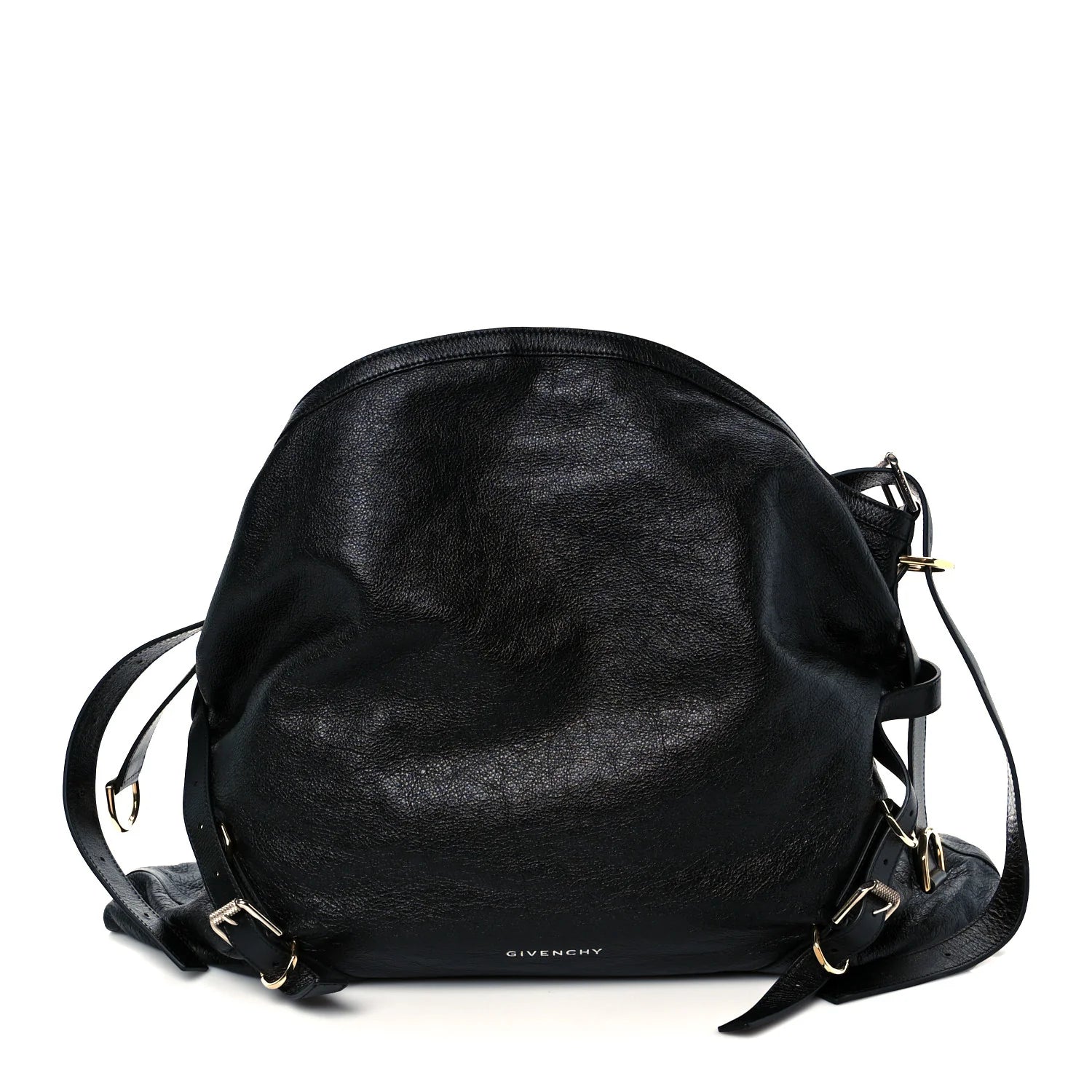 Tumbled Calfskin Large Voyou Bag Black
