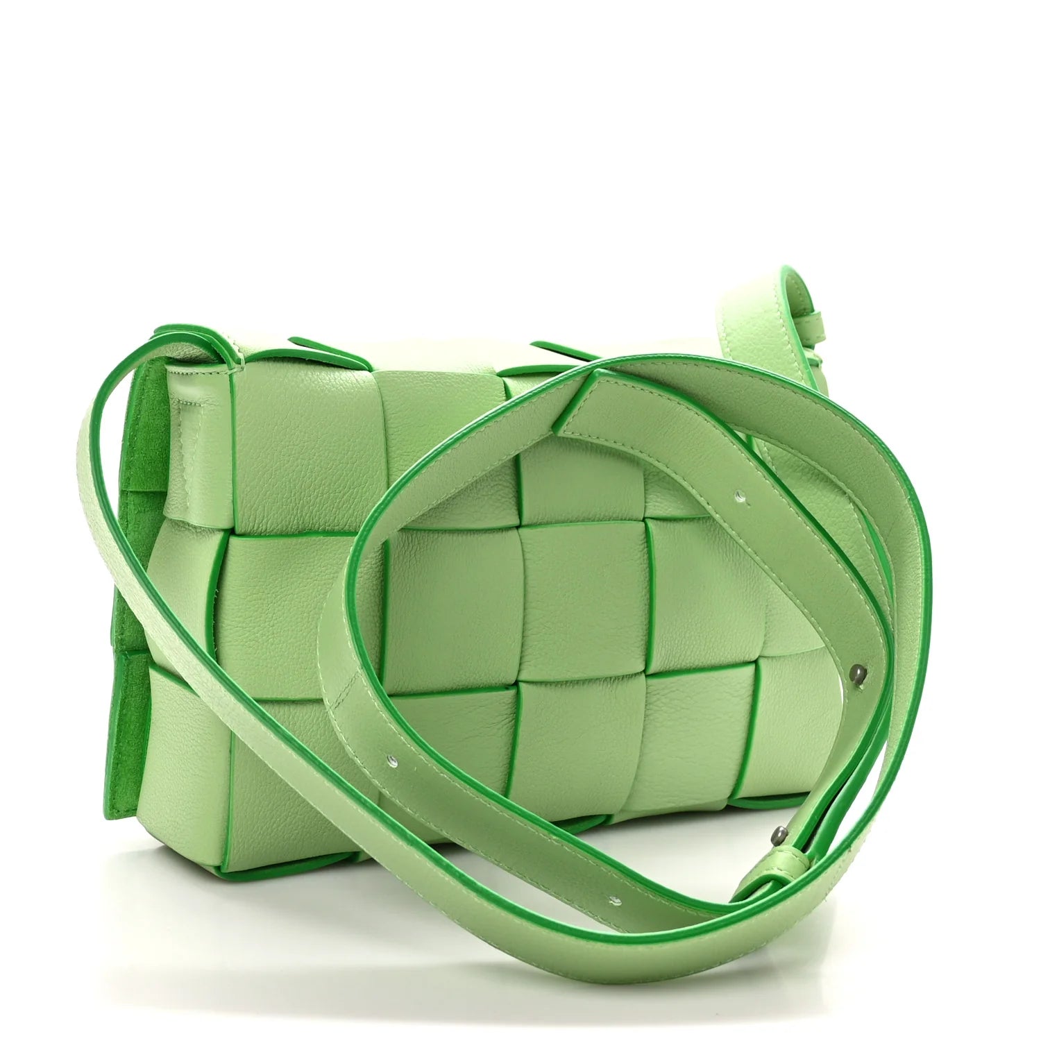 Grained Calfskin Maxi Intrecciato Cassette Crossbody Bag Pistachio