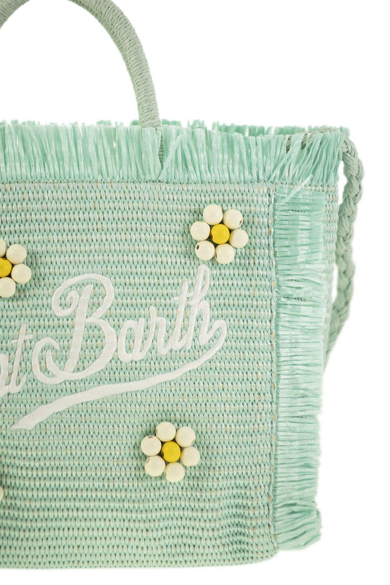 COLETTE - STRAW-EFFECT BAG with EMBROIDERED LOGO