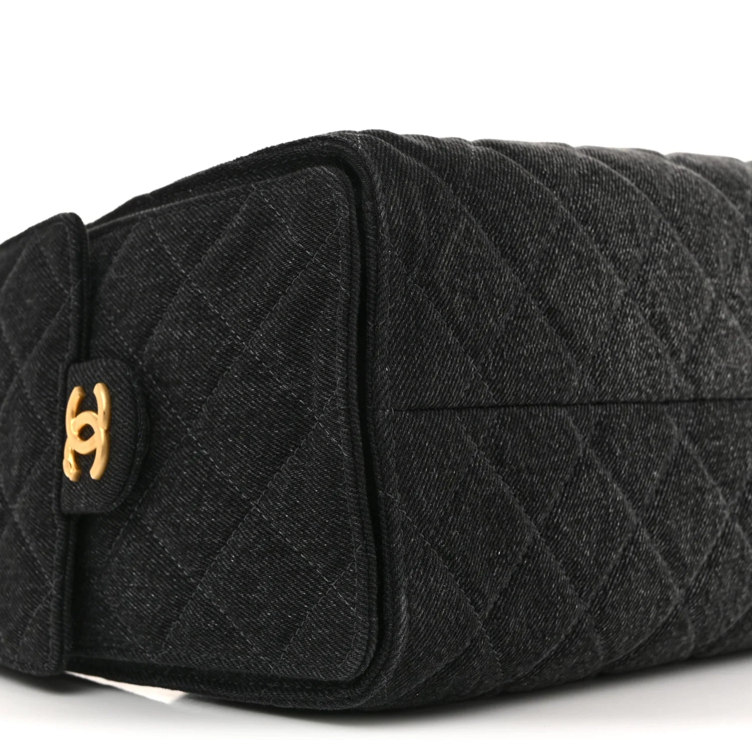 Washed Denim Quilted Small  25 Handbag Black