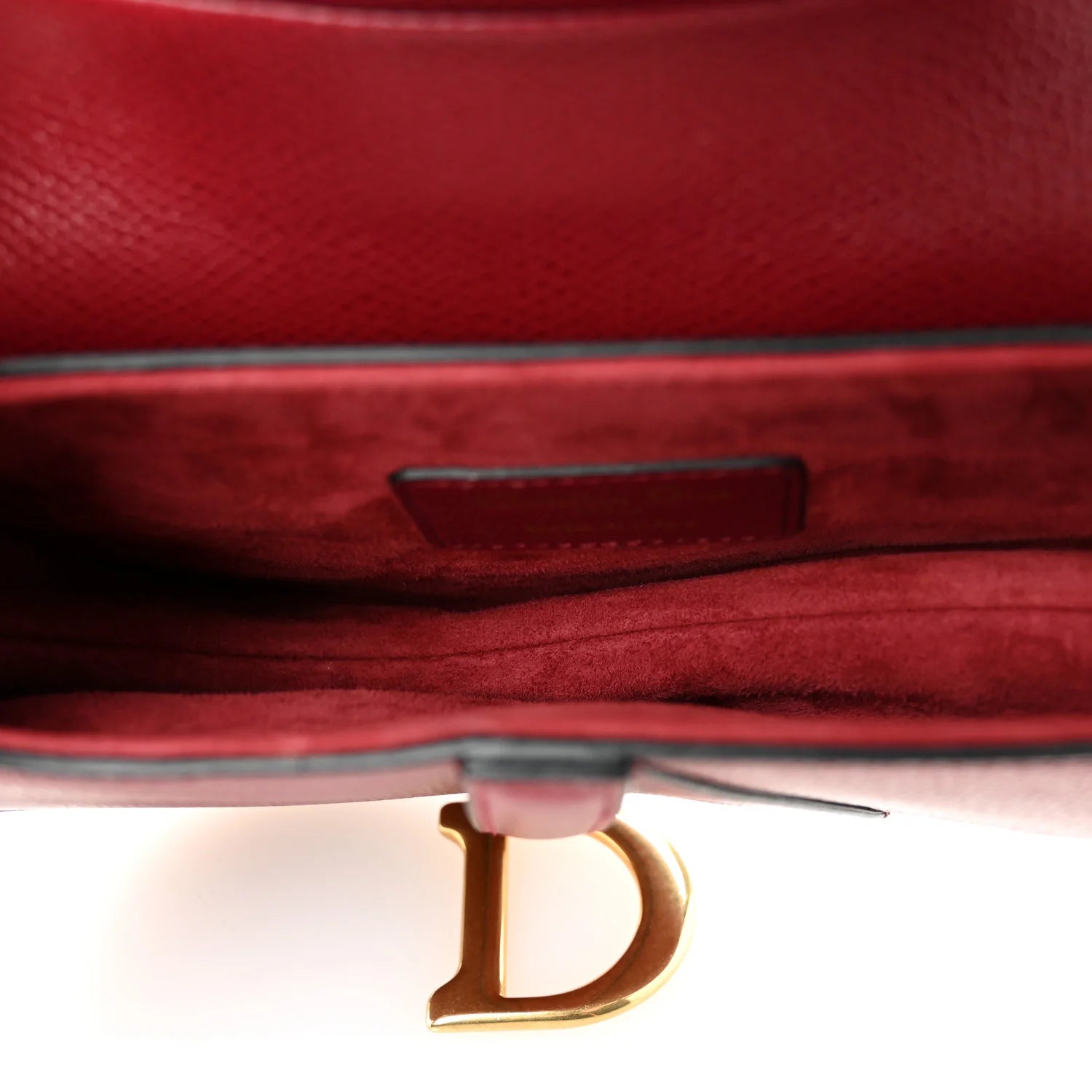 Grained Calfskin Mini Saddle Bag Red