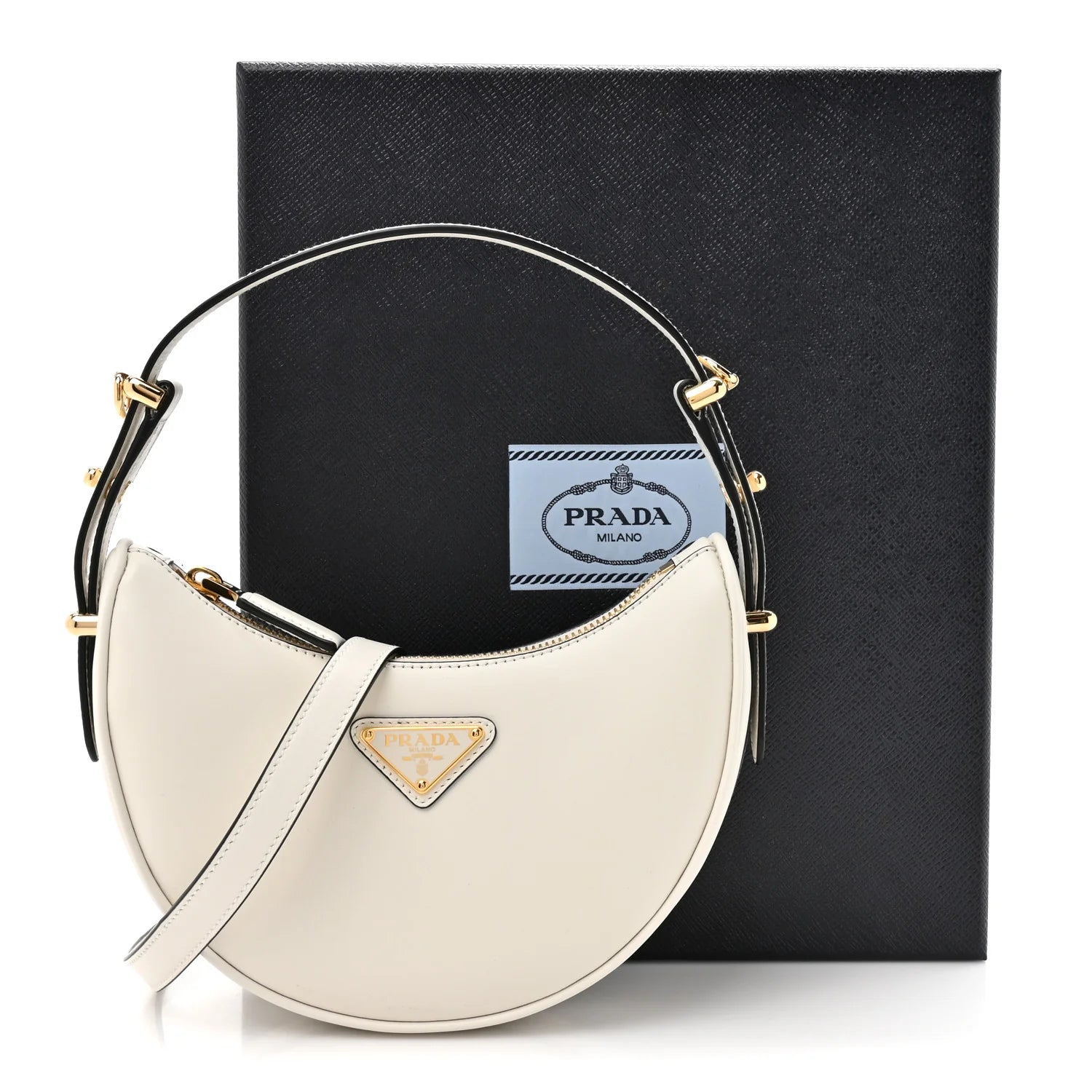 Soft Calfskin Small Arque Shoulder Bag White